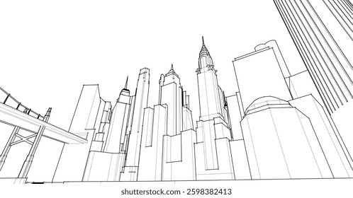  modern city panorama 3d illustration