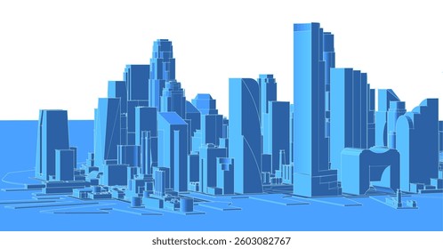modern city panorama 3d illustration	