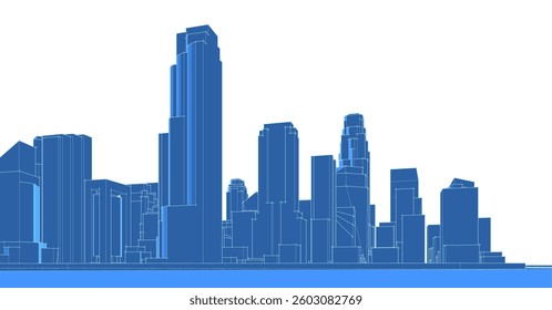 modern city panorama 3d illustration	