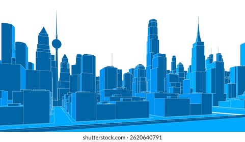 modern city panorama 3d illustration	