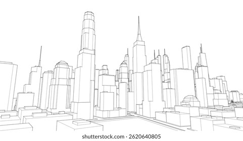 modern city panorama 3d illustration	