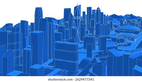 modern city panorama 3d illustration