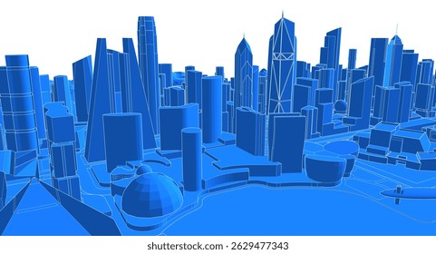 modern city panorama 3d illustration