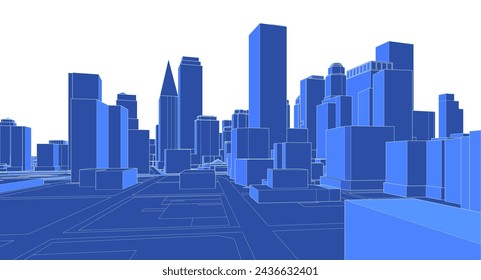 modern city panorama sketch 3d illustration