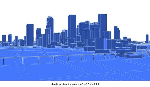 modern city panorama sketch 3d illustration