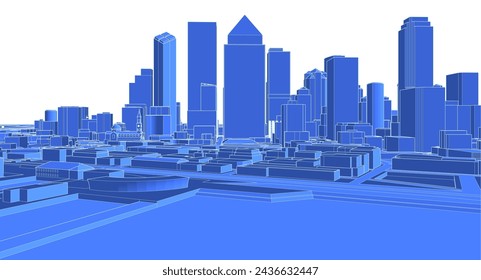 modern city panorama sketch 3d illustration
