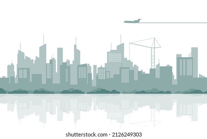 Moderne Stadt Panorama Skyline-Ansicht Kostenloser Vektorgrafik