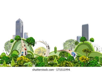Modern city and roads