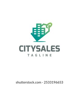 vetor de logotipo de vendas da cidade moderna