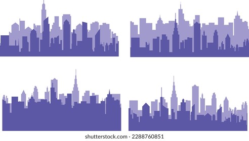 Moderne Silhouette-Vektorgrafik der Stadt. Einfach minimalistischer, blauer Skyline-Hintergrund der Stadt. Urban cityscape silhouettes Vektorgrafik.