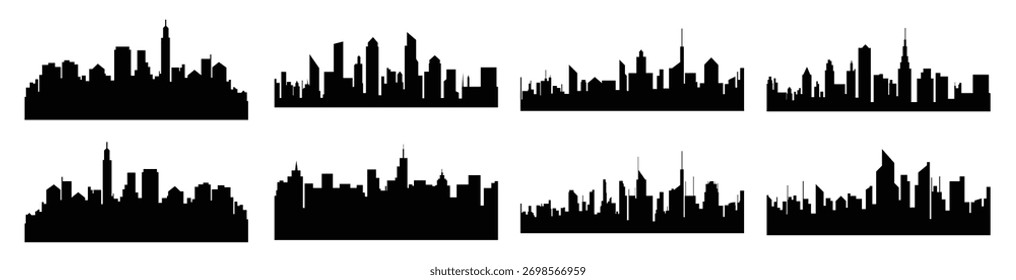 Silueta moderna del paisaje de la ciudad Vector colección Urban