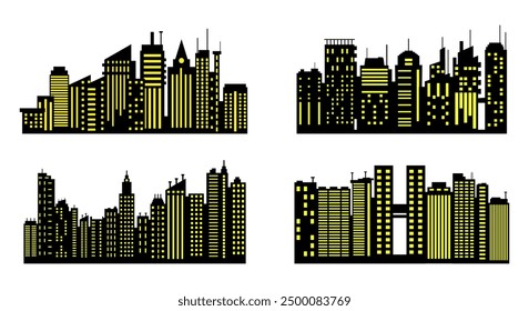 Modern city silhouette skyscrapers and buildings logo vector set eps 10
