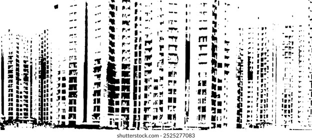 Modern city with skyline aerial view black and white