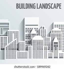 Modern city skyline building industrial paper landscape skyscraper offices vector illustration