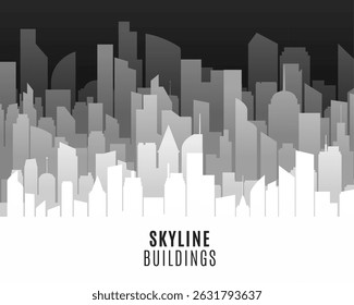 modern city skyline densely populated building silhouette vector