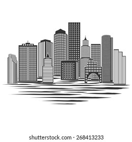 Modern City Skyline, excellent vector illustration, EPS 10