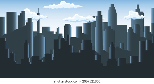 Modern city skyline landscape illustration.