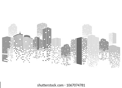 Modern city skyline life abstract background design with square design concept. Bright city skyscraper silhouette. Vector illustration in flat design