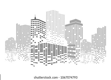 Modern city skyline life abstract background design with square design concept. Bright city skyscraper silhouette. Vector illustration in flat design