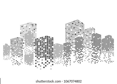 Modern city skyline life abstract background design with square design concept. Bright city skyscraper silhouette. Vector illustration in flat design