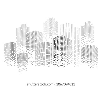 Modern city skyline life abstract background design with square design concept. Bright city skyscraper silhouette. Vector illustration in flat design