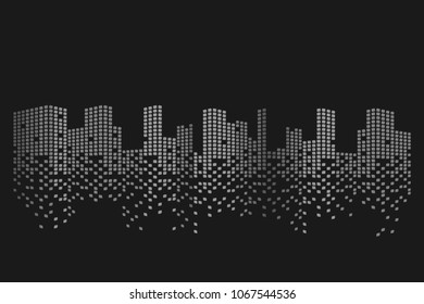 Modern city skyline life abstract background design with square design concept. City skyscraper silhouette. Vector illustration in flat design