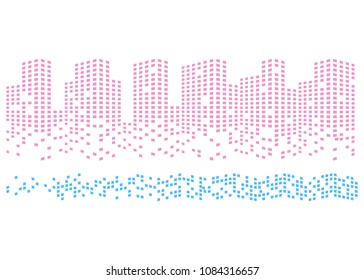 Modern city skyline life abstract background design with square design concept. City skyscraper silhouette. Vector illustration in flat design