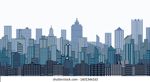 Modern City Skyline on white background. Real estate business concept