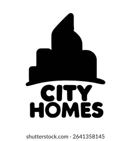 Modern city skyline silhouette icon, ideal for real estate branding and urban architecture design.