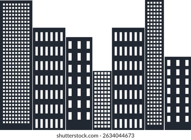 Modern City Skyline Silhouette Isolated on White Background.