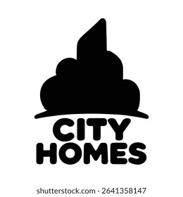 Modern city skyline silhouette logo, ideal for real estate branding. Stylized design.