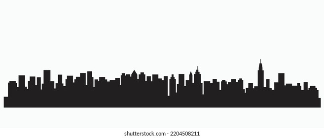 Modern City Skyline silhouette outline drawing on white background. Real estate business concept.