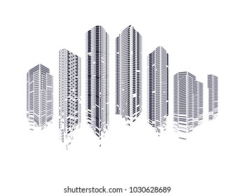 Modern City skyline . city silhouette. vector illustration in flat design