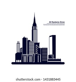 Modern City skyline . city silhouette. vector illustration in flat design. Vector silhouettes of the worlds city skylines