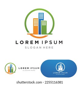 Moderno paisaje urbano. silueta de ciudad. ilustración vectorial en diseño plano 