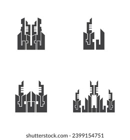 Moderno paisaje urbano. silueta de ciudad. ilustración vectorial en diseño plano