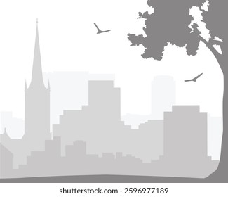 Modern city skyline silhouette. Vector illustration