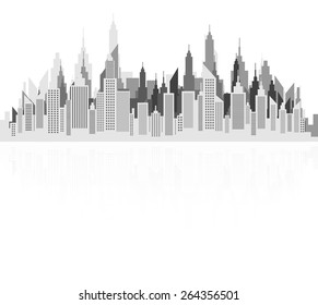 Modern City Skyline Silhouette Vector