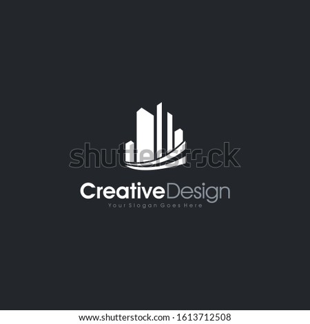 Modern City skyline . city silhouette. vector illustration in flat design letter symbol business company vector icon