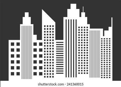 Modern City Skyline With Skyscrapers On Blackboard Vector