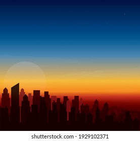 modern city skyline sunset  landscape backgrounds vector illustration EPS10