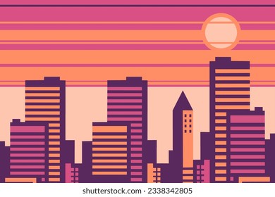 Modern city skyline sunset landscape backgrounds
