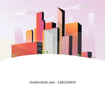 Modern City Skyline vector. Gradient background. Urban landscape in flat style. Cityscape gradient illustration. Vector illustration