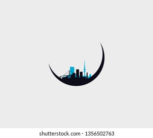 modern city skyline vector icon logo template design