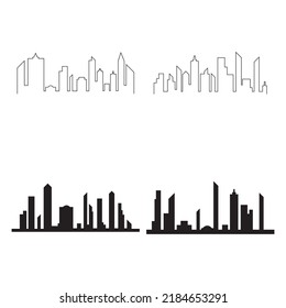 Fondo del icono del vector de la línea aérea de la ciudad moderna
