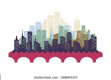 modern city skyline vector illustration