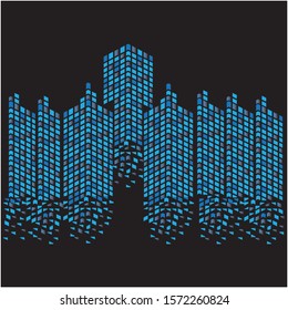 Modern City skyline vector illustration, isolated on black background
