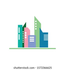 modern city skyline vector landscape illustration design