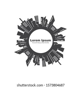 modern city skyline vector landscape illustration design