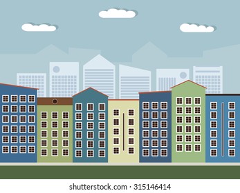 Modern City With Skylnes In The Background